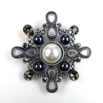 Handmade Brooch, Made of 100% Alloy, Decorated with Crystal Stones