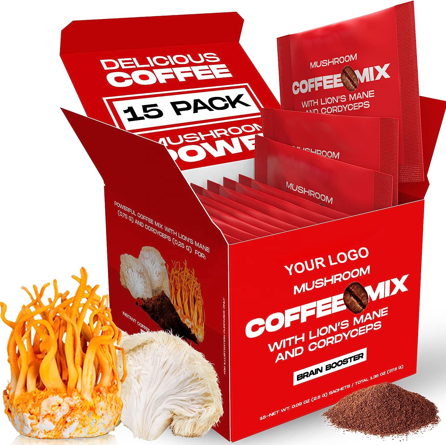 Lion's Mane Boost Man Energy Ciupercă Pudră de cafea