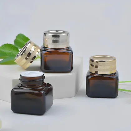 High Quality Square Brown 15ml Glass Eye Cream Jar