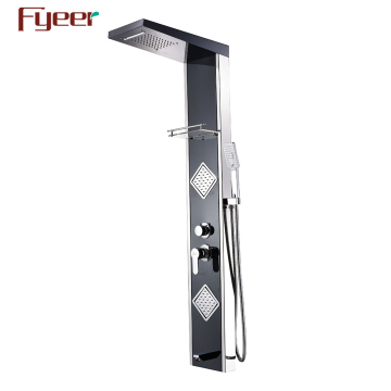 Fyeer Popular Combined Shower Panel with Glass Shelf