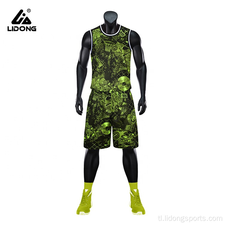 Sublimation basketball unipormeng disenyo para sa koponan