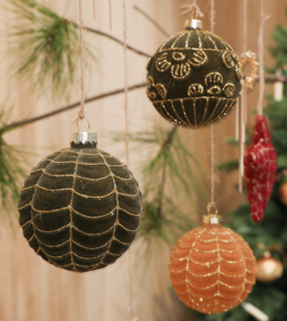 緑と黄色の群れクリスマスガラスボール