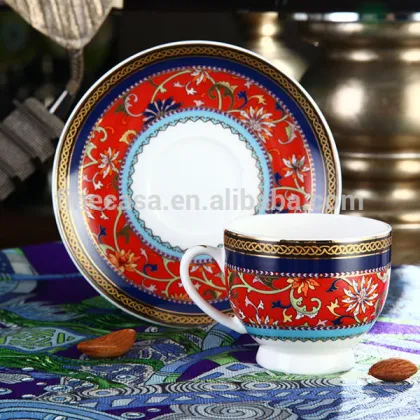 100CC Luxury Fine Bone China Chinese Porcelain Red Cup of Grand Banquet