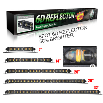 High Power 6D LED Light Bars - 7'' to 32'' Offroad Car Lights 24V White Amber Strobe