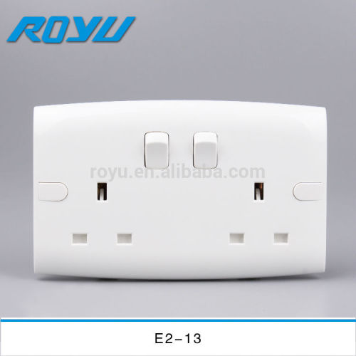 E series E-213 Saudi Arabia SASO approved 2 gang 13A BS switched socket