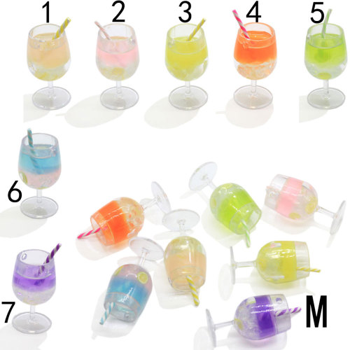 100pcs Glass Straw Fruit Tea Drink Cup Resin Cabochon For Dollhouse Kitchen Earring Charms Toys  Fairy Garden Figurines DIY