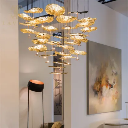 Art Retro Goldern Customized Villa Indoor Metal Chandelier