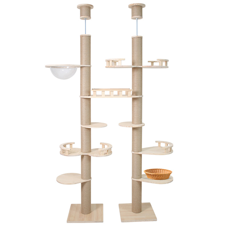 Double Cat tree with Large Wooden Cat House