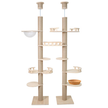 Double Cat tree with Large Wooden Cat House