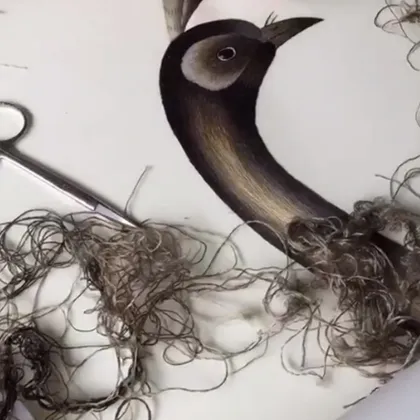 Peacock Elegant beige hand-painted wallpaper