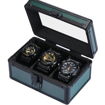 Green Water Ghost Watch Storage Box: Multi-Specification Aluminum Watch Box with Glass Cover and Transparent Design