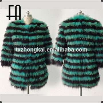Factory directly wholesale price stylish raccoon fur coat/raccoon fur striped coat/fashion raccoon fur garment