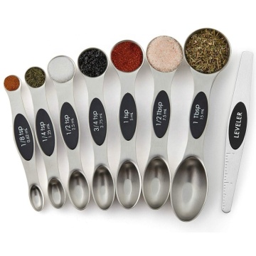 Premium Stainless Steel Magnetic Measuring Spoons 8-Piece Set with Leveler