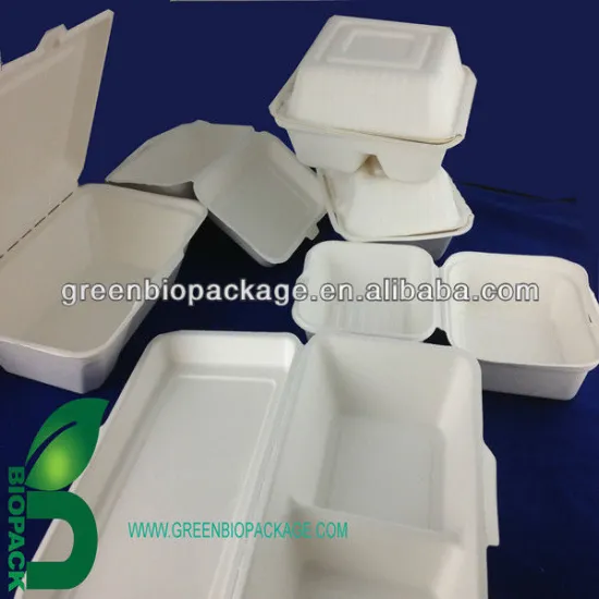 4 Compartments Biodegradable Sugarcane Bagasse food Tray with Cover