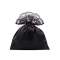 elegant satin bag with lace for lingerie