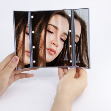 Rechargeable Cordless Lit Folding Makeup LED Mirror with Rotation