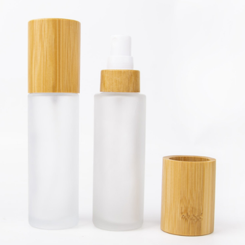 Bamboo cover frosted glass emulsion spray bottle