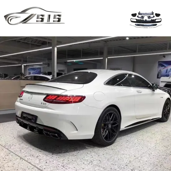 Rear Diffuser with Black Silver Exhaust Tips for S-Class W217 Coupe (2018-2020)