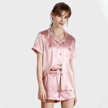 Faux Silk Pajamas Set Custom logo satin pajamas set for women Factory