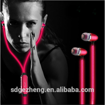 CE approved flashing EL wire in-ear earphone noise cancelling headphone for music and sports