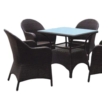 5pcs Rattan Garden Dining Set - Outdoor Wicker Table and Chairs
