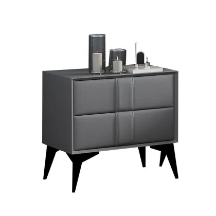 Customized bedroom furniture Leather bedside table wood