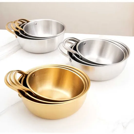 High-Quality Korean-Style Stainless Steel Mixing Salad Bowl with Handle