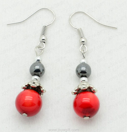 Boucle d&#39;oreille en hématite rouge 6MM Red Coral