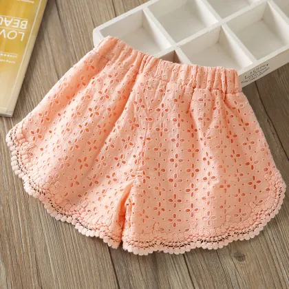 2021 Summer Lace Decoration Cotton Solid Color Ruffle Baby Children Shorts Kids Shorts Girls Shorts
