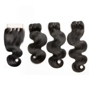 Unprocessed Body Wave Hair 100% Natural Remy Indian Hair Bundles With Closure Virgin Human Hair