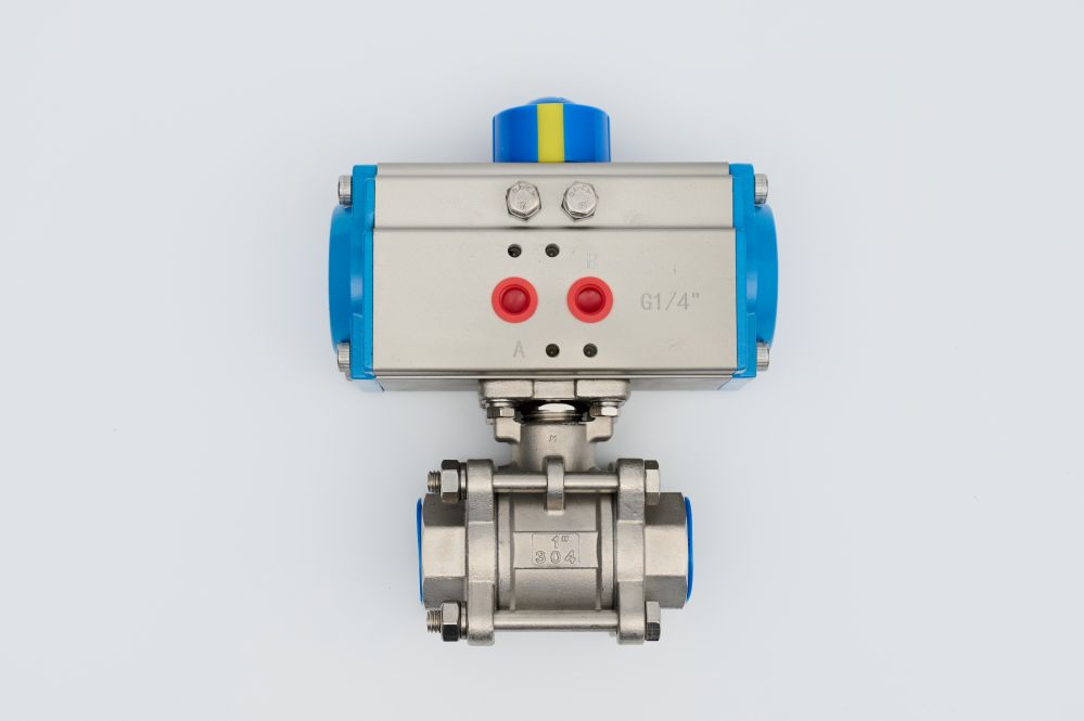 Pneumatic stainless steel three-piece ball valve with thread