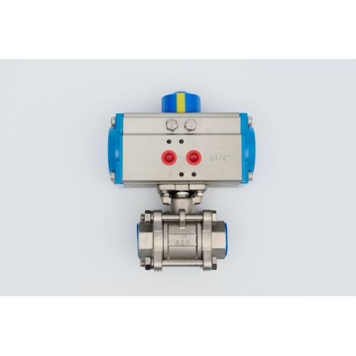 Pneumatic stainless steel three-piece ball valve with thread