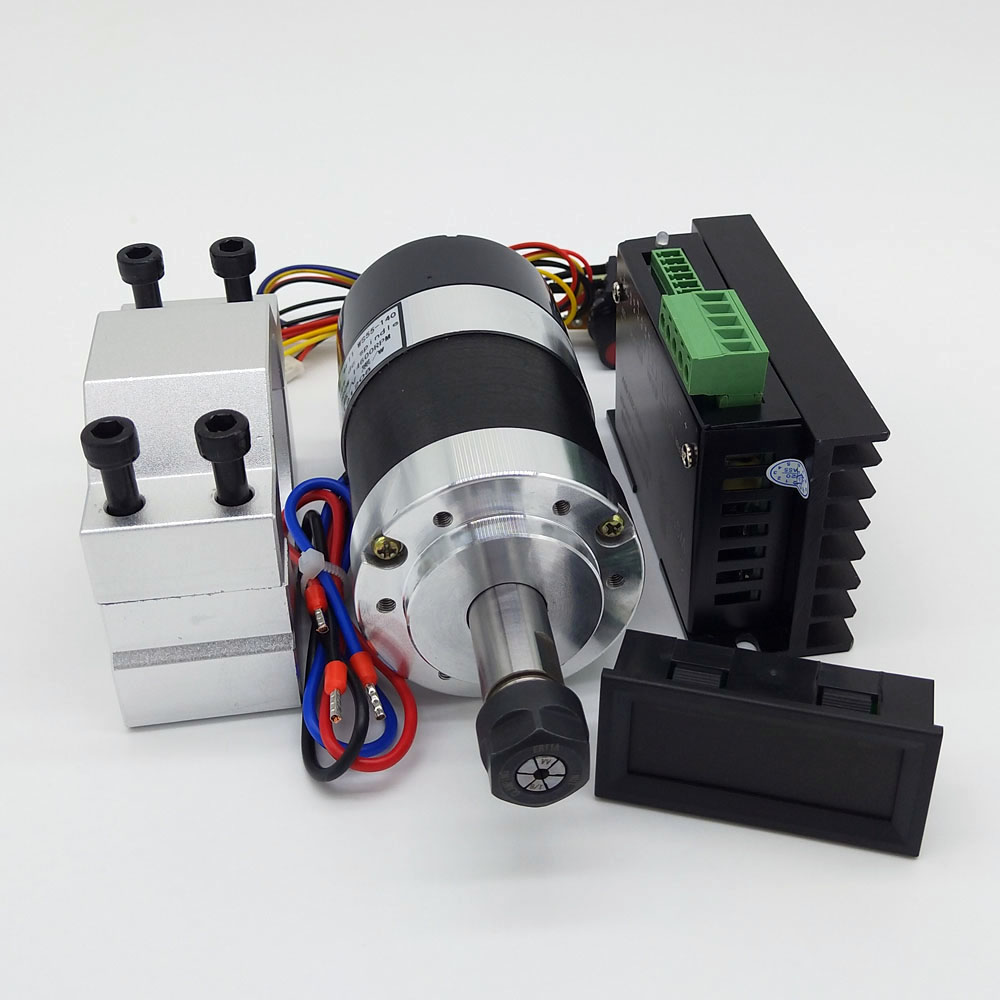 ICROATO WS55-140 Brushless 300W Spindle High Speed 0.3KW Air-cool Spindle Motor DC 36V 14500 RPM MACH3 with ER11 Collet + Clamp