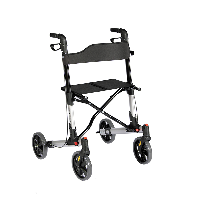 Exercice d'aluminium portable à double pliage léger médical 4 roues Rollator Walker pour adulte TRA03