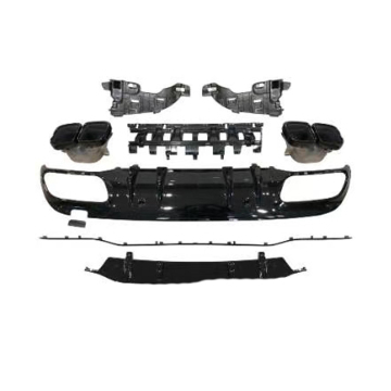 Glossy Black Rear Lip Diffuser with Exhaust Tips for Mercedes-Benz 2019 W205 C63/C43 Sedan/Coupe AMG