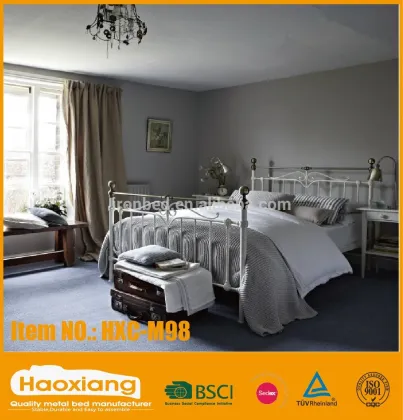 Latest white double bed designs metal bed