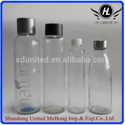 375ml and 800ml clear cylinder voss glass water bottle