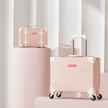 Cute Retro Luggage Set with Spinner Wheels and Combination Lock for Airplanes