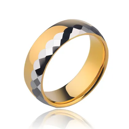 Gold And Silver Mens Tungsten Wedding Ring