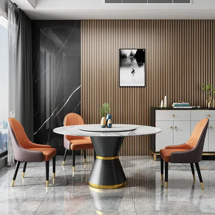 luxury marble round rotation home dining table