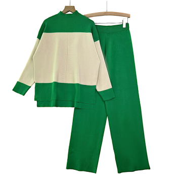 Elegant Women's Knitwear: New Design Loose Pants 2 Piece Knit Set