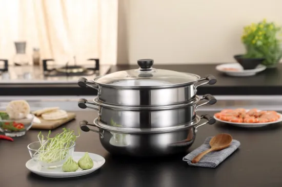 3 Layer Stainless Steel Steamer Pot Cookware Set