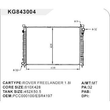 auto radiator car:ROVER FREELANDER 1.8I OEM:PCC000100/ESR4197