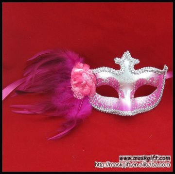 Party supplies hot pink/silver decorative face masks