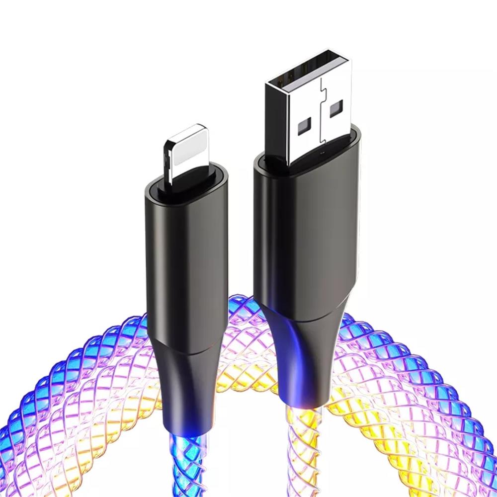 RGB LED GRADITIED USB C สายเคเบิลไปยังสายฟ้า