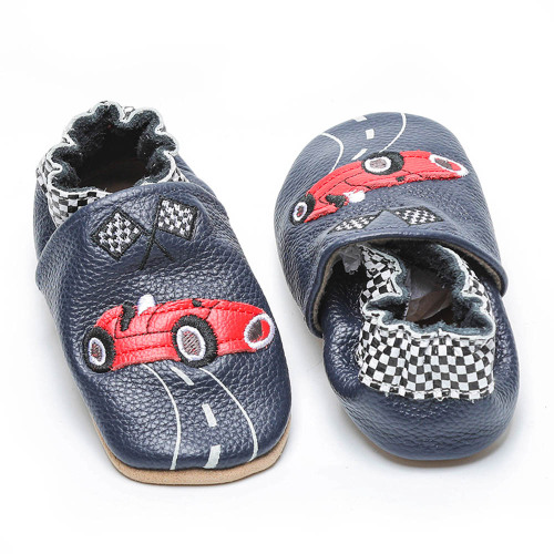 Zapatos de cuero suave para bebé de coche