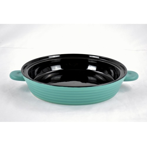 Ceramic Custom Round Baking Tray with Ear Pan
