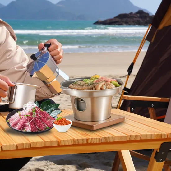 outdoor hiking Portable Outdoor Cooking Stainless Steel Non-stick Barbecue Grill Stove for Camping BBQ