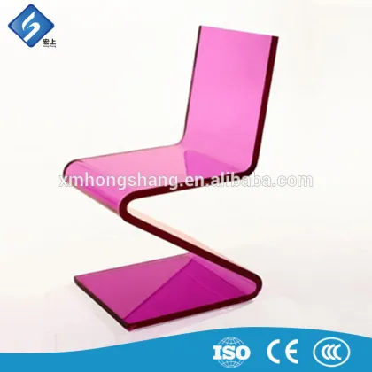 Z Shaped Pink Transparent Acrylic Chairs Used in Business Office