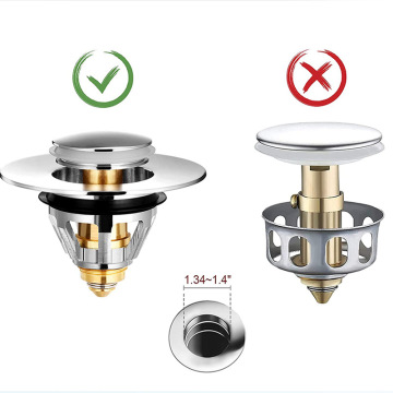 GUIDA 732007: Premium Brass Push-Type Pop-Up Drain with Anti-Clogging Hair Catcher and Bounce Core Sink Filter Cover Plug for Wash Basins